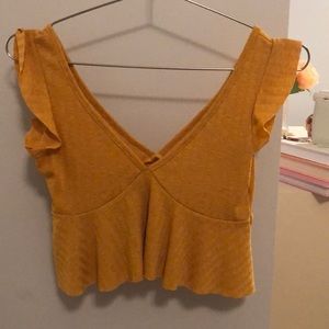 Cropped Ruffle Blouse (Marigold)